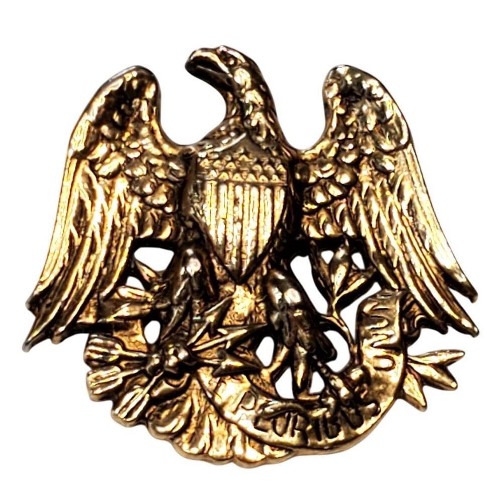 Vintage Sarah Coventry American Bald Eagle Brooch 1.25" Signed Gold Tone